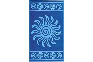 Delindo Lifestyle® Toalla de Playa Tropical Sol Azul, 100% algodón, Hecho de algodón Egipcio, 100x180 cm Grandes