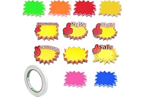 hocadon 600 Pieces Starburst Tags Retail Sale Tags Burst Paper Signs Price Labels for Display for Retail Store Grocery Shop Party Favors, 12 Styles