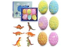 SUNXBUK Bombas de Baño Niños Dinosaurios 6 Piezas,Bombas de Baño con Juguetes Sorpresa,Set de Regalo Cumpleaños,Navidad,San Valentin,Halloween,Pascua Regalo para Niños Niñas