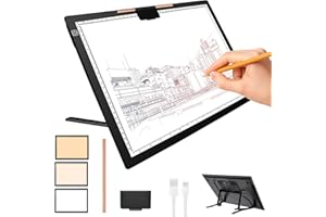 WINNIW Lampenständer A3, kabellose Leuchtbox mit Ständer und oberem Magnetclip, 3 Farbtemperaturen, stufenlos dimmbare wiederaufladbare Leuchttafel für Diamantmalerei, Skizzieren