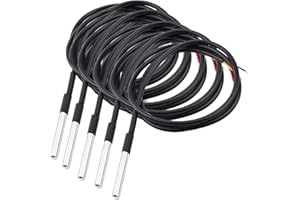 Aideepen 5 Stuck 1m Digitaler Edelstahl Temperatursensor, Wasserdicht Temperaturfühler kompatibel mit Arduino und Raspberry Pi inklusive E-Book, kompatibel mit Shelly