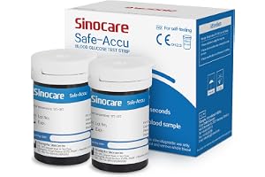 SINOCARE SAFE ACCU Blood Glucose Test STRIPS, Box of 50 | Works with SAFE ACCU GLUCOMETER ONLY | Lancets not included | Blood