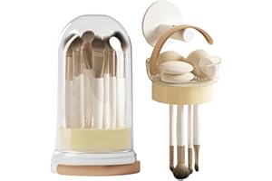 ‎VEKI Veki 3 in 1 Silikon Pinselreiniger, Make Up Pinselreiniger zum Reinigen, Trocknen und Aufbewahren, Tragbares Makeup Pinsel Reinigungsmatte für Makeup Pinsel, Makeup Schwamm (Eskalieren Cremefarbe)