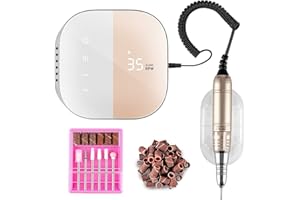 Madenia Professional Electric Nail Drill Machine with LCD Touch Screen, 35000 RPM Efile Nail File Drill for Arylic Gel Nails, E File Kit for Salon Home Manicure Use, Pink