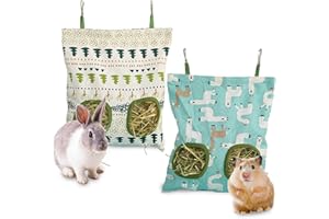 Cokoozoo 2 Pack Rabbit Hay Feeder, Hanging Hay Bags, 2 Hay Bag for Rabbits 2-Hole Hanging Hay Feeder Guinea Pig Hay Bags, Hanging Hay Bags, for Guinea Pigs, Bunnies, Chinchillas, and Hamsters