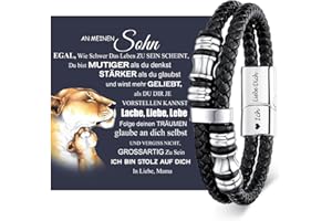XUANPAI Armband Herren Lederarmband Sohn Geschenk von Mama - Armband für Meinen Sohn Geburtstagsgeschenk für Teenager 18. Geburtstag Junge Azubi Mutmacher Geschenk für 16 19 21 Jährige Männer
