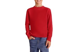 Haloumoning Jersey para niños de cuello redondo de manga larga jersey de punto suave ligero básico suéter liso casual sudadera