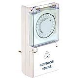 as - Schwabe Zeitschaltuhr Außen-Bereich mechanisch 230 V /16 A – Schuko-Steckdose mit Zeitschaltuhr – Analoge Outdoor Zeitsc