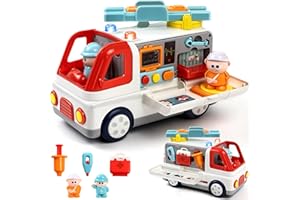 Marstone Toys for 2 3 Year Old Gift with Lights, Sounds, Ambulance Toy Montessori Rescue Vehicle with Doctor Kit, Stretcher & Figures, Educational Gifts for Boys and Girls, Interactive Role Play