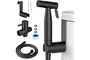 DIDARENBA Ducha higienica para wc negra completa acero inoxidable con manguera 2 metros soporte y valvula desviadora ducha wc negra ducha intima negra ducha higienica negra ducheta wc negra