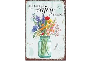 CREATCABIN Plaque en Étain Vintage en Forme de Fleurs Rétro en Métal pour Décoration Murale The Little Enjoy Things pour la Maison,Le Jardin,la Cuisine,Le Bar,Le Pub,Le Salon,Le Bureau Garage,30x20cm