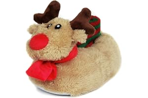 Onmygogo Kids Novelty Slippers for Boys and Girls, Furry Winter Animal Moose Deer Plush Slippers for Toddler and Little Kid