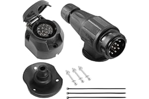 DARKGUARD 13pin Trailer Plug Socket Kit 12v with Waterproof Seal,13pin Female Trailer Connector Adapter for Camion Towbar (DG13S13PWS)