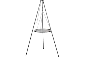 Brandsseller Trépied pour Barbecue 1,50 m – Support Réglable en Hauteur en Acier Galvanisé INOX – Chaînes Incluses – pour Brasero, Barbecue Pivotant, Extérieur, Camping