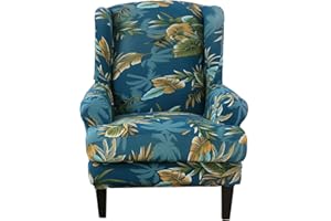 SHANNA Funda Sillon, Funda Sillon Orejero Fundas Sofa Elasticas Fundas para Sofa Relax Cubre Sofa Spandex - Hoja Verde