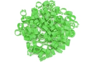 Yosoo Health Gear Bandas para Patas de Palomas, Anillos para Patas de Aves, 100 Piezas 8 MM 001-100 Anillos de Bandas para Patas de Aves con Letras de plástico numeradas(Verde)