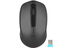 Rii Ratón inalámbrico RM100+, para PC, Portátil, Windows, Ofimática. 1000 dpi. Incluye Receptor USB (Negro)