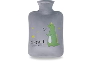 OVOOKER Borsa Acqua Calda con Coperchio Morbid in Peluche - Bottiglia Acqua Calda in PVC Impermeabile da 2L, Borse Calde per Bambini e Adulti, Fornire Calore e Comfort, Grigio