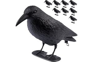 ARTECSIS 9 Corbeaux factices en Plastique / 38x13x12,5cm, Noir/Antipigeon, Effaroucheur