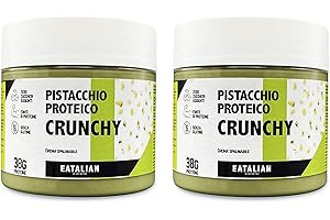 EATALIAN by AMZ BETTER Spreadable Crunchy Pistachio Protein Cream 200gr x 2 Jars, Pistachio Cream with Grains of Pistachio, Sweet taste Paste, Ideal on bread and for filling cakes, Made in Italy
