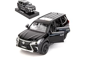 TGRCM-CZ Lexus LX570 1/32 Voiture tout-terrain en alliage de zinc avec son et lumière pour enfants, garçons et filles (noir)