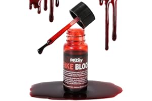 Festicy Sangre Artificial 15 ml con Pincel 2025 I Sangre Falsa Maquillaje Halloween I Sangre Artificial Heridas Falsas, Decoracion Halloween Disfraz Halloween Hombre, Mujer, Disfraz Halloween Niño