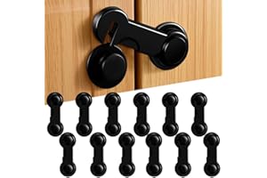 Acsatont 12 Pezzi Blocca Cassetti Per Bambini, Chiudi Cassetti Bambini con Potente Adesivo Nessun Trapano Necessarioc per Armadi, Chiudi Cassetti Bambini per Armadietto, Cassetto, Armadio (nero)