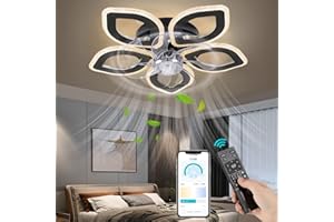 FIMEI Ceiling Fan with Lamps, 6 Speeds Fan & Stepless Dimming Light, Remote Control & APP, Modern Fan Lighting for Living Room, Dining Room, Bedroom, Office, JMY9001, Black
