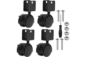 PATIKIL 1.5" Swivel Caster with 7/9" U Bracket, 4 Pack 360° Rotation Swivel No Noise Wheel with Brake Total 66 Lbs Locking Caster for Furniture Legs
