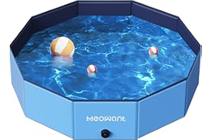 Meowant Foldable Dog Pool Dog Paddling Pool, Upgrade Thickened PP Material Swimming Pools for Large Dogs, Indoor Outdoor Portable Dog Pool, Large Kids Bath Pool with 4pcs Repair Patch (L-48'' × 12'')