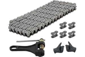 PowerMotor 420 Motorcycle High Performance Drive Chain 132 Links Kit with Chain Separator Replacement for 50cc 70cc 90cc 110cc 125cc 212cc SSR Coolster ATV Quad Pit Dirt Mini Bike Go Kart