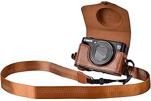 Kinokoo Canon SX740 SX730 SX720 HS Etui - Futerał Ochronny Ze Skóry PU Z Paskiem Na Ramię Do Aparatu Canon PowerShot SX720 SX730 SX740 - Brązowy