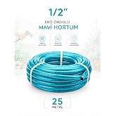 Beylini 1/2" 25 Metre &Ouml;rg&uuml;l&uuml; Bah&ccedil;e Hortumu Balkon Bah&ccedil;e Sulama Temizlik Ara&ccedil; Yıkama Su Hortumu Dolanmaz Kırılmaz Yeşil (Mavi,