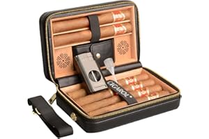 ‎VOLENX Volenx Zigarrenetui, Tragbarer Reise Humidor aus Leder, Humidor Zigarren mit Feuerzeug, für Hält Bis zu 6 Zigarren, Tolle Geschenke für Männer (Keine Zigarre)