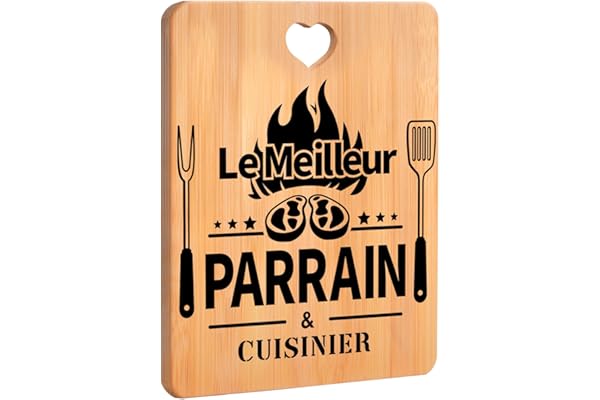 Apjielop Cadeau Parrain, Cadeau Parrain Anniversaire - Planche à Découper en Bambou, Cadeau Créatif pour Parrain, Idee Cadeau Homme Cuisine Original