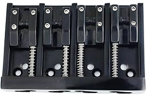 Guyker Guitar Bass Bridge - 4-String A-Style Bass Bridge .656" .687" .718" .750" .787".687" String Spacing Adjustment, Black