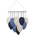 Weldomcor Macrame Wall Hanging Handmade Woven Tapestry Leaves Decoration Boho Chic Wall Decor Bohemian Feather Wall Art for Living Room Bedroom Balcony Office Apartment Wedding Ornament (Blue)