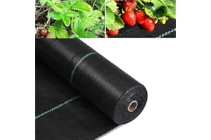 MLZPU Toiles de Paillage 4m x 25m, Geotextile, Toile Anti Mauvaises Herbes Jardin, Bache Noire Agricole, Barriere Anti Racine, Contre Les Mauvaises Herbes, Tissu Perméable à l'eau et l'air, Anti-UV