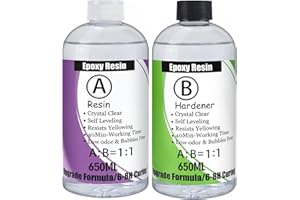 SHIIYYU 1300ml Resine Epoxy Transparente,1: 1 Ratio Ultra Transparent Résine époxy Cristalline Pour Moulage et Revêtement, Dessus de Table, Fabrication de Bijoux et Décoration Artisanale,durcissement rapide