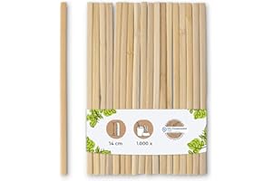 BIOZOYG 1000 stabilnych pałeczek do mieszania kawy, z drewna bambusowego, 14 cm, przyjazne dla środowiska mieszadła do gorących napojów, herbaty, kawy na wynos, w 100% biodegradowalne, kompostowalne