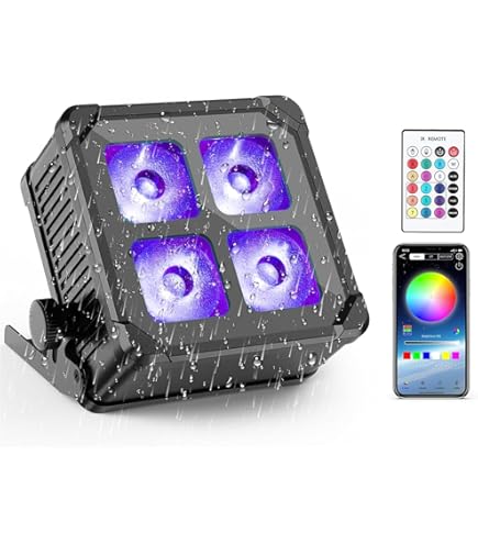 2 stuks 54 W accu led-koplampen, oplaadbare batterij RGBWA UV DMX-6/8/10CH podiumlicht met afstandsbediening/app, voor DJ, disco, party, bar, bruiloft, verjaardag (magazijn