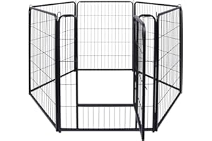 LZQ Parque para cachorros DIY, plegable, con puerta, parque para apartamentos, 6 placas de rejilla de 80 x 65 cm para perros, casa y jardín