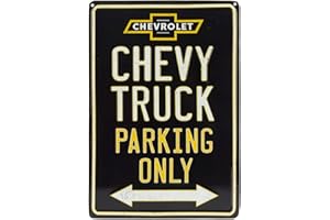 Open Road Brands Panneau en métal Chevrolet noir et jaune Chevy Truck Parking Only – Panneau vintage Chevy pour garage ou cave d'homme