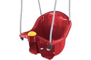 MTS Safety Swing Seat for Toddlers - Easy Setup Red Garden Baby Swing for Kids Age 1-3 - Indoor Outdoor Use, Durable Plastic, Adjustable Ropes, Supports up to 40kg