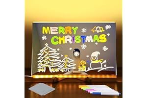 GAHWA 2025 New LED Note Board,Acrylic Dry Erase Board with Light, with Colors Light Up Dry Erase Board with Adjustable Stand and 7 Colors Pen, LED Illuminated Drawing Board for Office School Home (30*20cm)