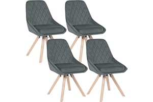 ‎WOLTU WOLTU 4er Set Esszimmerstühle drehbar, Drehstuhl, Küchenstuhl, Polsterstuhl mit Samtbezug, Wohnzimmerstuhl, Design Stuhl, Beine aus Buchenholz, Dunkelgrau, BH359dgr-4