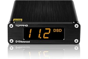 KGUSS Topping D10 Balanced HiFi DAC - USB Decoder ES9038Q2M DAC TRS/XLR Output - XMOS XU208 PCM384KHz DSD256 Mini Desktop Digital-Analog-Converter - Black