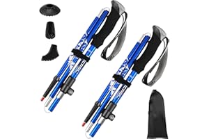 GXPJYCFOB Bastoni Trekking Scuro,Bastoncini da Trekking Pieghevoli e Antiurto110-125cm, 2 Pezzi Nordic Walking Bastoncini,Ultraleggero per Zaini da Campeggio,per Escursioni,Montagna,Nordic Walking