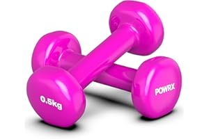 POWRX Paire d'haltères courts en vinyle Idéale pour la gymnastique, l’aérobic, le Pilates 0,5 kg à 10 kg Différentes couleurs, 2 x 0,5 kg (Lilas).