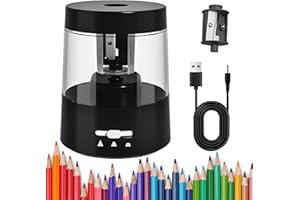 ZMOL Electric Pencil Sharpener for Colored Pencils, Auto Stop,Battery Operated Powered Pencil Sharpener Plug in for Kids 6-8mm No.2/Office/Home/Black